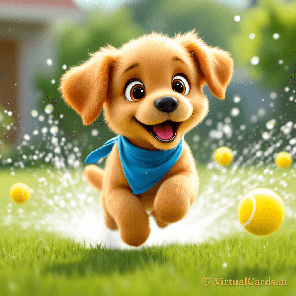 Welcome Home, Puppy card for Lily, 3D Animated style