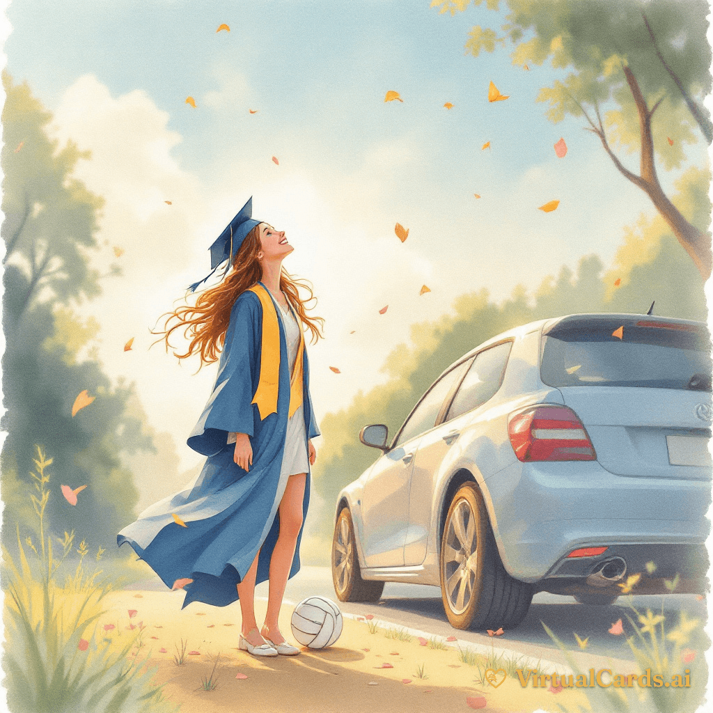 High School Graduation card for Ava, Watercolor Storybook style