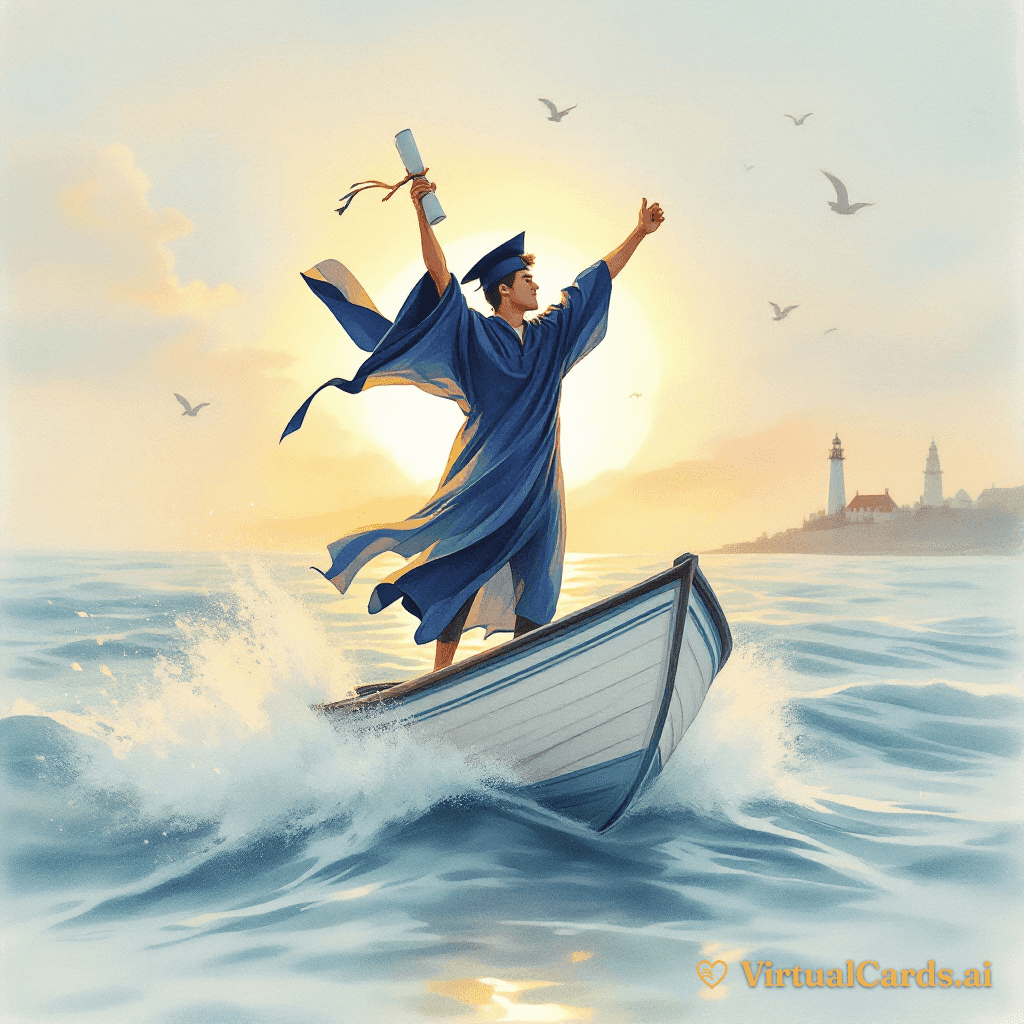 College Graduation card for Noah, Watercolor Storybook style