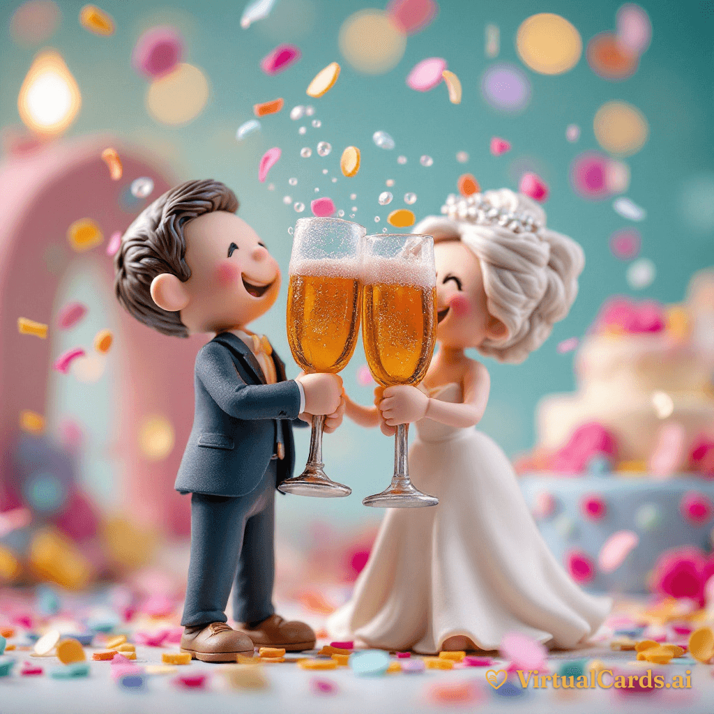 Congratulations on Your Wedding card for Jess & Andrew, Claymation style