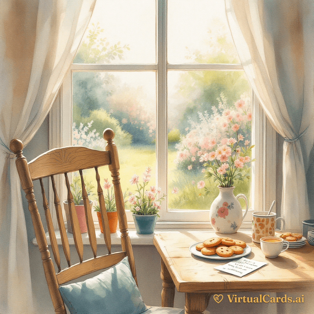 Thinking of You card for Grandma, Watercolor Storybook style