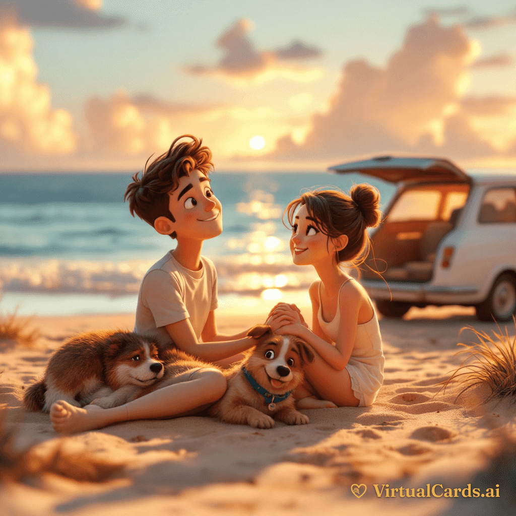 I Love You card for Rachel, 3D Animated style