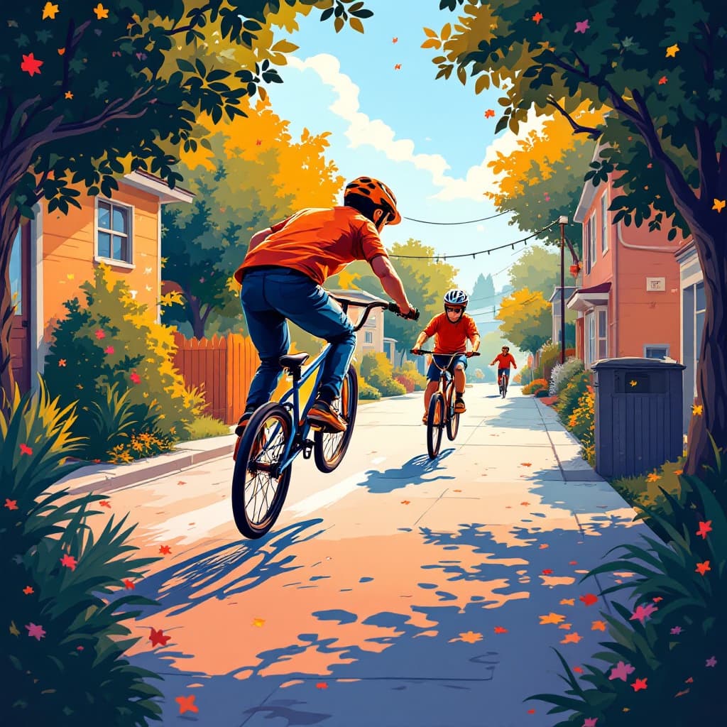 Example card: 40th Birthday -- BMX racing through the neighborhood