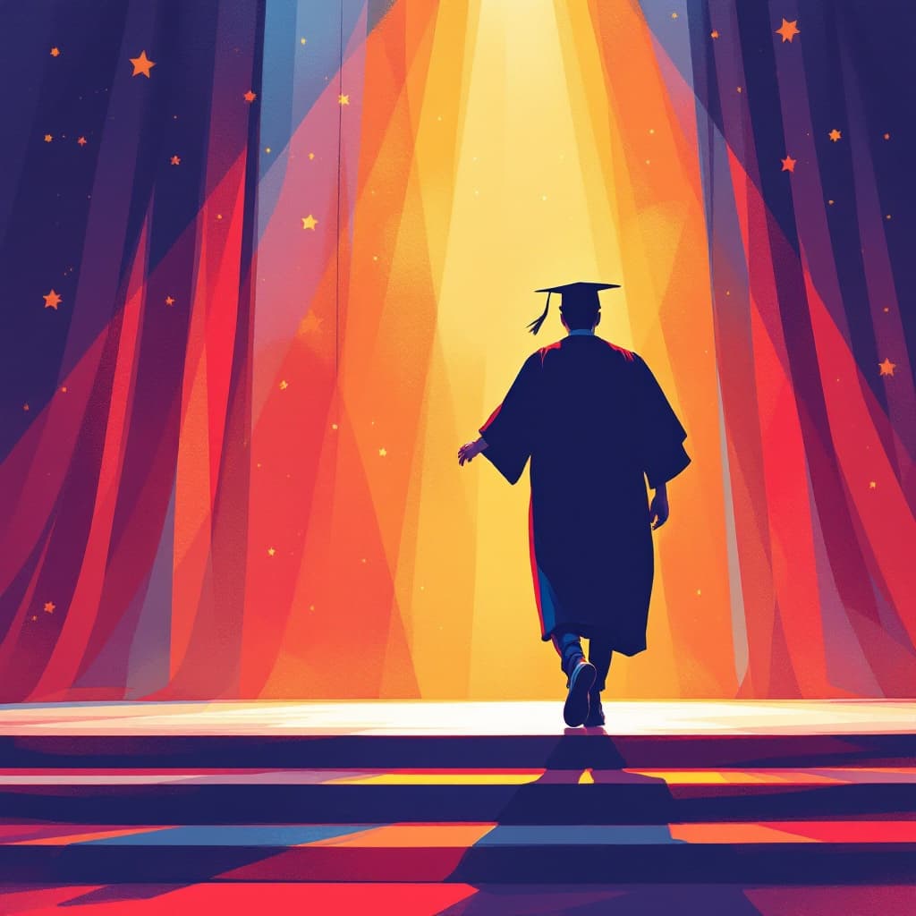 Example card: Congratulations -- Walking the stage at graduation