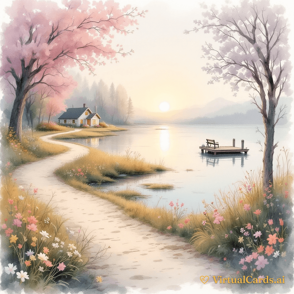 Thinking of You card for Carol, Watercolor Storybook style