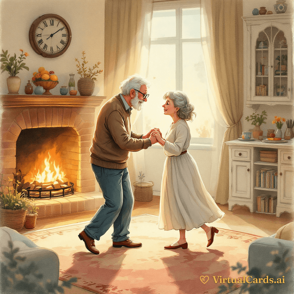 Valentine's Day card for Grandma & Grandpa, Watercolor Storybook style