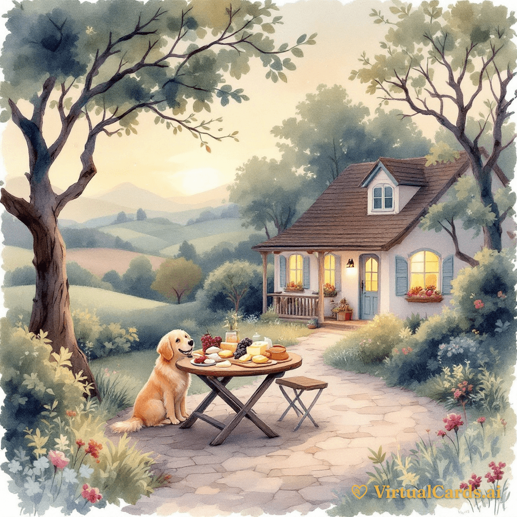 Housewarming card for Miranda & Caleb, Watercolor Storybook style