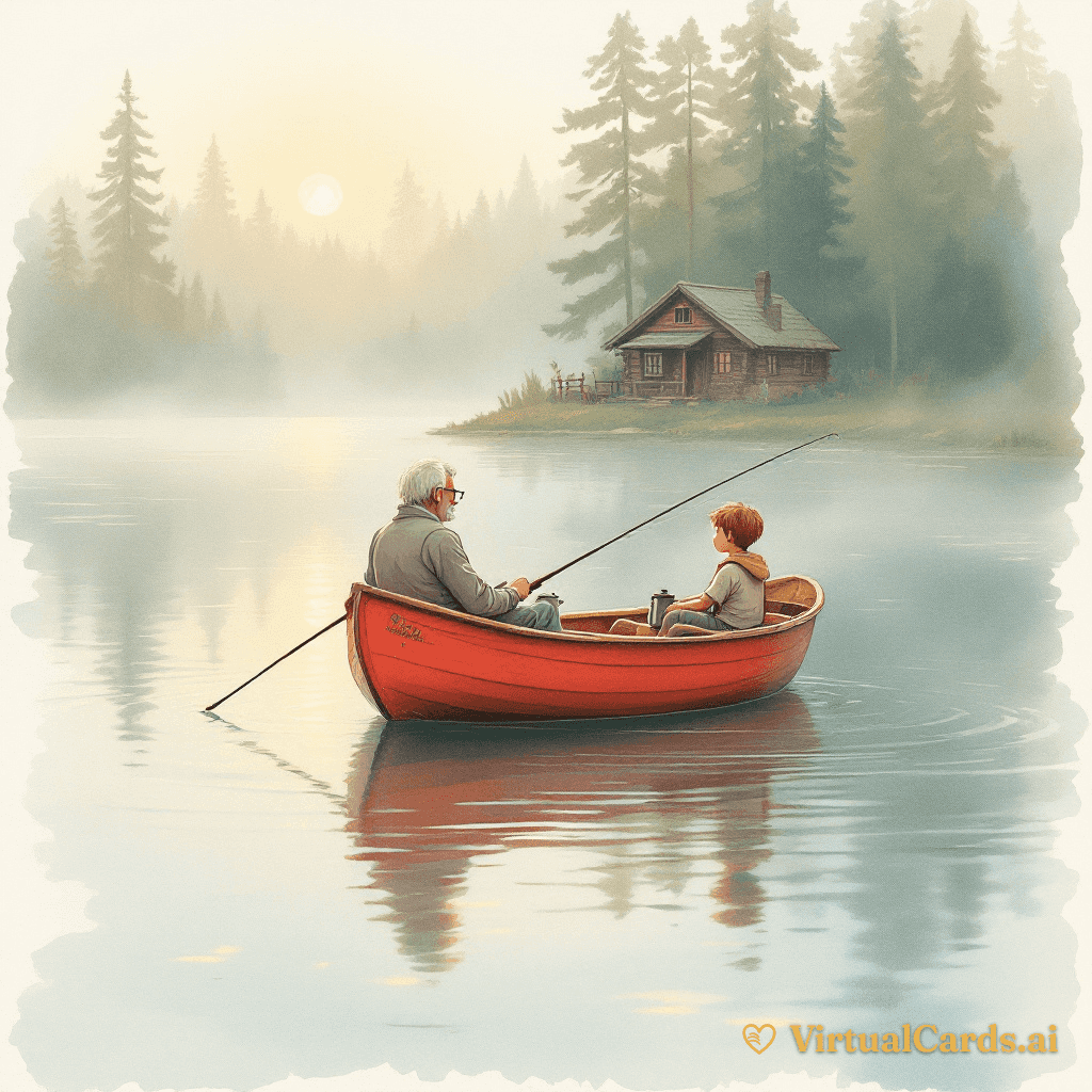 Grandpa's Birthday card for Grandpa Frank, Watercolor Storybook style