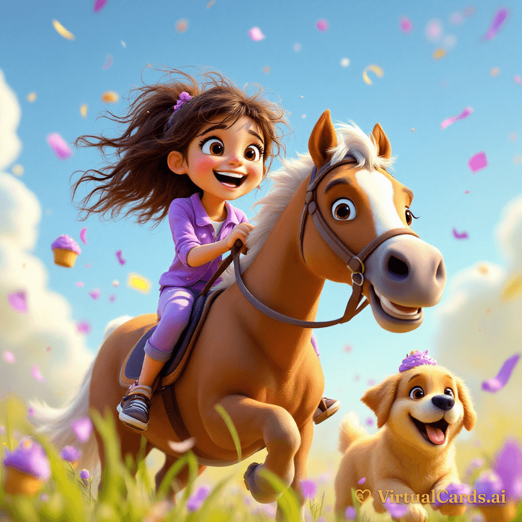10th Birthday card for Sophie, 3D Animated style