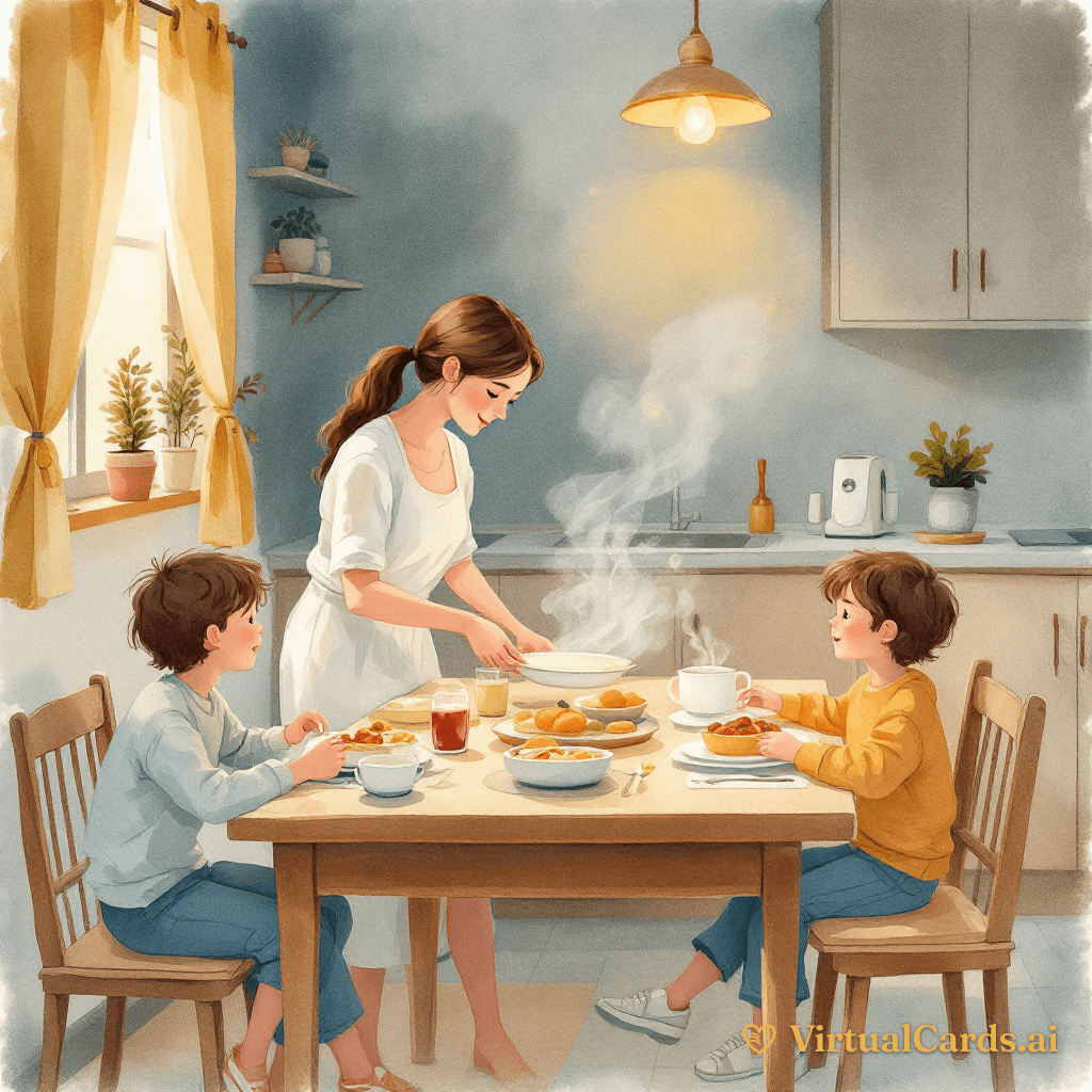 Thank You card for Mom, Watercolor Storybook style