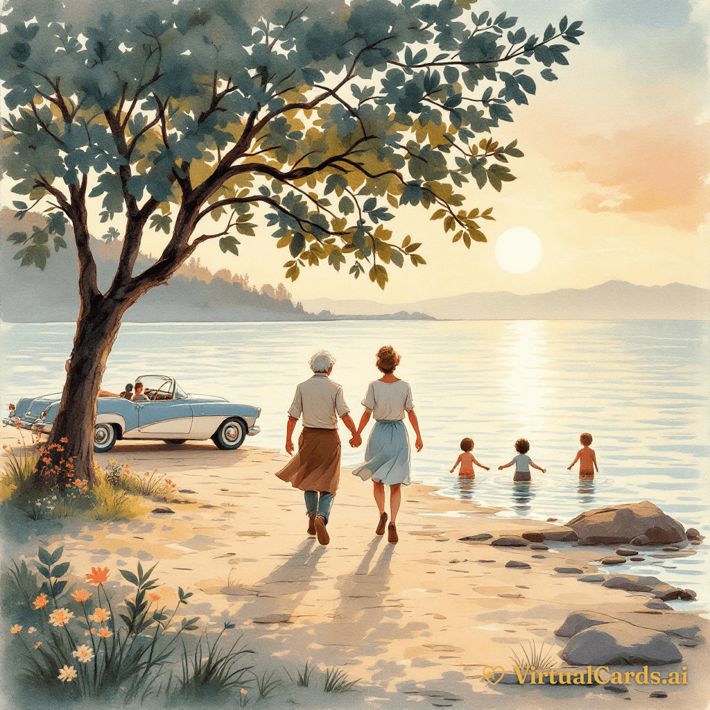 30th Anniversary card for Michelle, Watercolor Storybook style